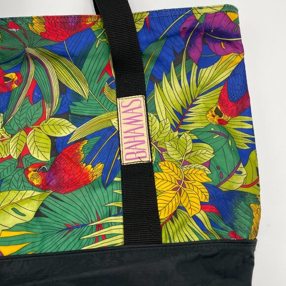 Vintage Bag Tropical Parrot Bird Tote Bahamas Preloved Green Retro Palm Leaves‎ - Picture 14 of 14